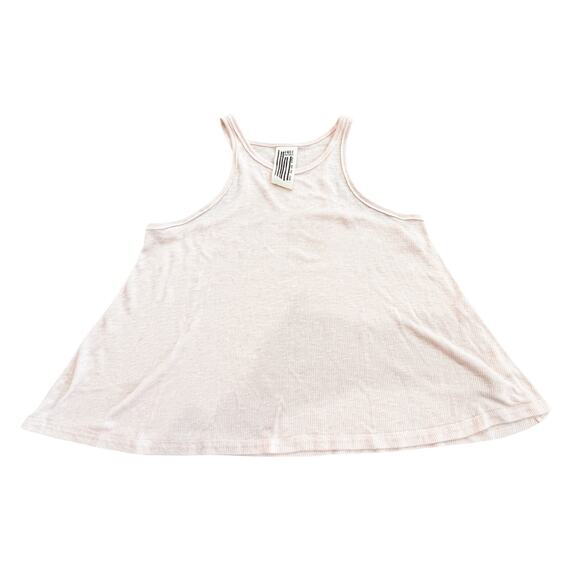 Free People Ribbed‎ Pink Flowy Tank Top Sz Small Long Beach Racerback - Picture 1 of 7